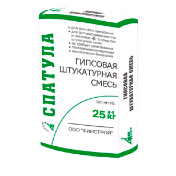 Гипсовая штукатурка ФИНСТРОЙ СПАТУЛА (для ручного нанесения) 30 кг